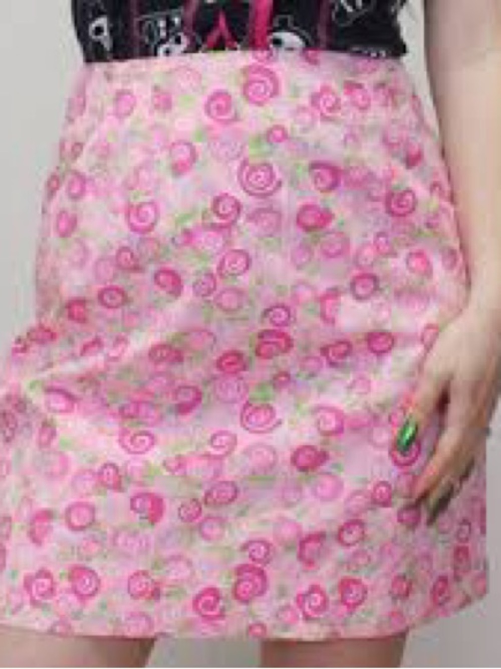 Lilly Pulitzer Pink Swirl Mini Skirt with Green Accents